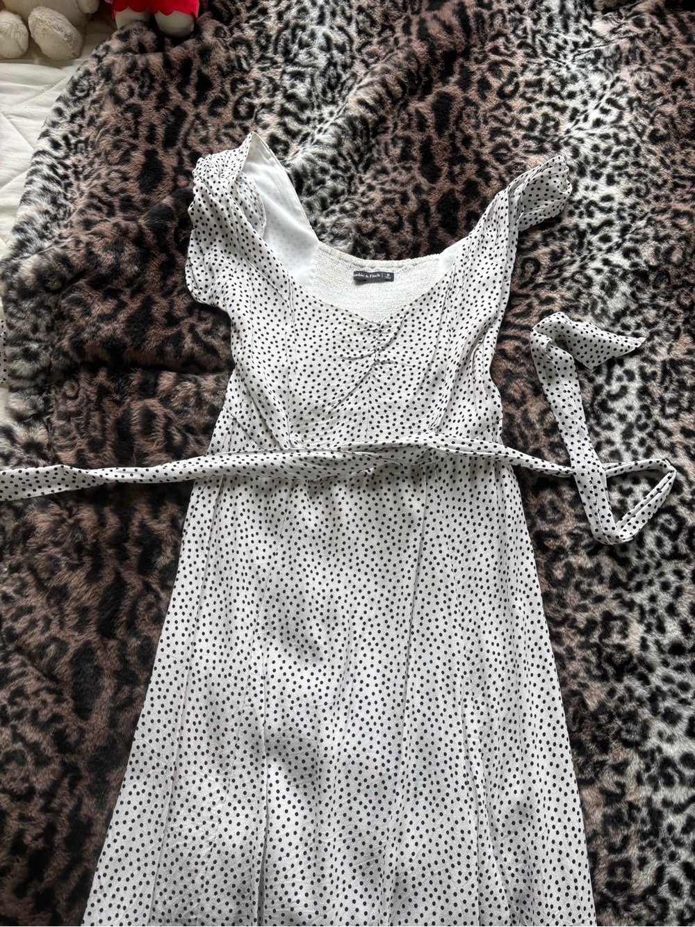 White Polka Dot Midi Dress